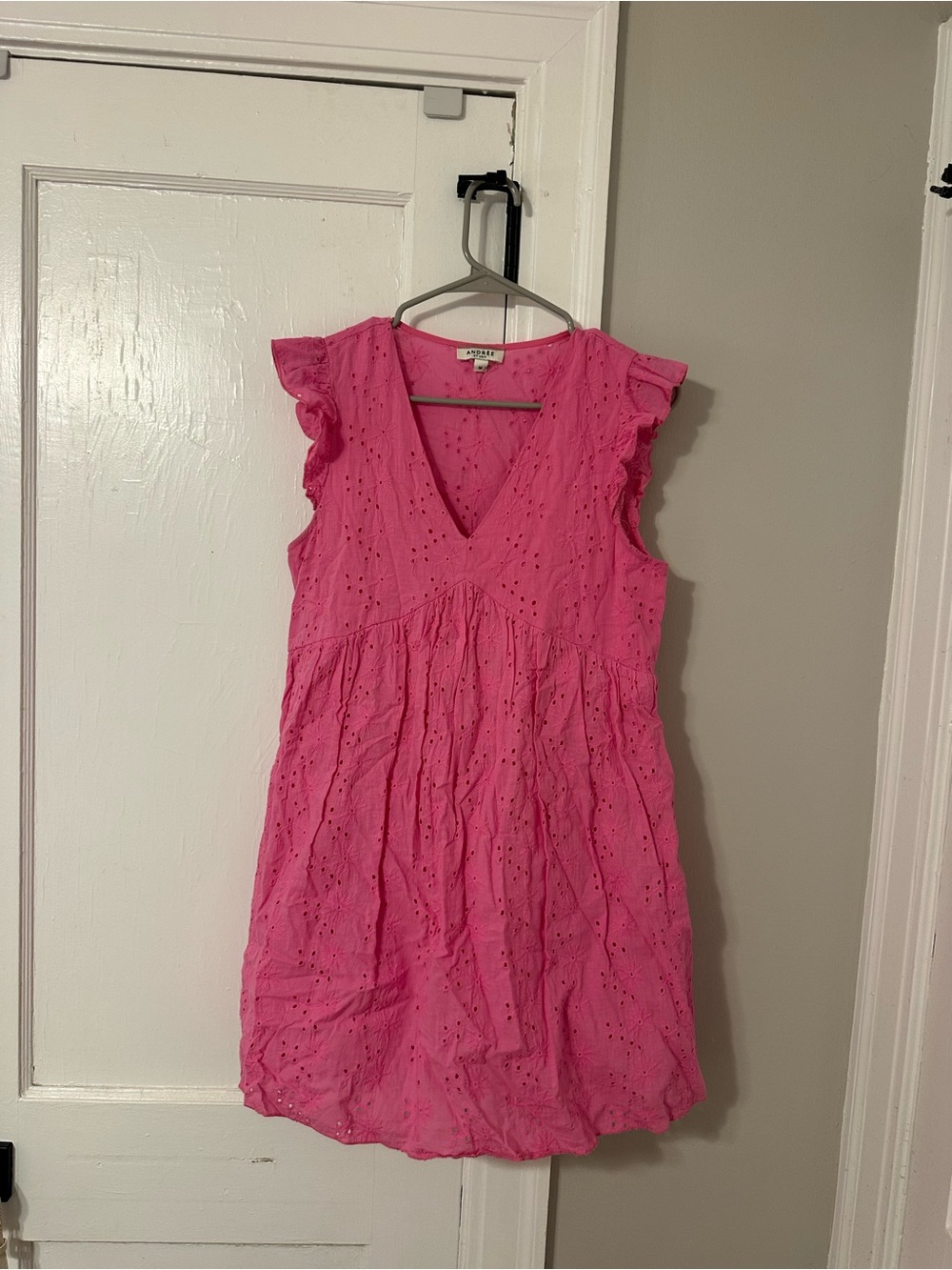 ANDREE BY UNIT Pink Eyelet Mini Dress